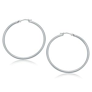 Unbranded 34363 10k White Gold Polished Hoop Earrings (40 Mm)