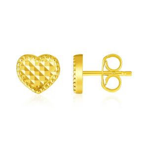 Unbranded 76985 14k Yellow Gold Textured Heart Post Earrings