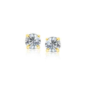 Unbranded 46329 14k Yellow Gold Stud Earrings With White Hue Faceted C