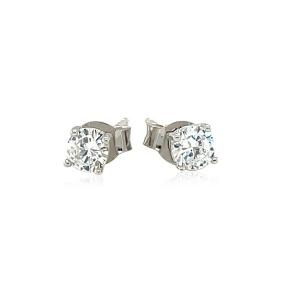 Unbranded 92880 Sterling Silver 4mm Faceted White Cubic Zirconia Stud 