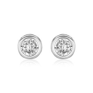 Unbranded 61561 Sterling Silver Round Bezel Set Cubic Zirconia Earring