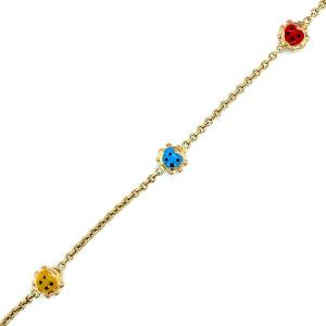 Unbranded 76337-5.5 14k Yellow Gold Childs Bracelet With Ladybug Stati