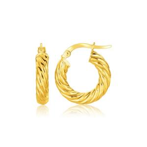 Unbranded 50486 14k Yellow Gold Twisted Cable Small Hoop Earrings