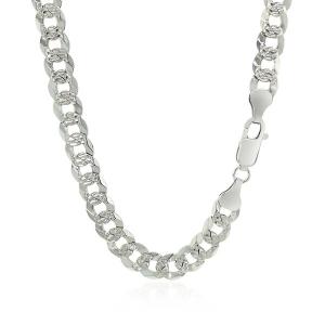 Unbranded 00607-24 Sterling Silver Rhodium Plated Curb Chain 7.3mm Siz