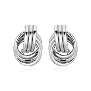 Unbranded 65457 Polished Love Knot Earrings With Interlocking Rings In