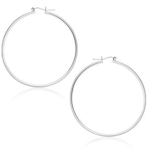 Unbranded 64852 14k White Gold Polished Hoop Earrings (45 Mm)