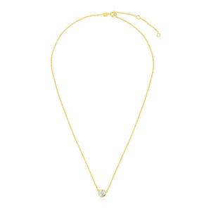 Unbranded 90774-17 14k Yellow Gold 17 Inch Necklace With Round White T