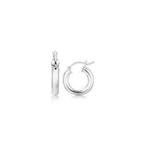 Unbranded 33060 Sterling Silver Thick Polished Hoop Earrings With Rhod