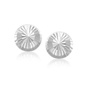 Unbranded 77539 14k White Gold Diamond Cut Flat Design Stud Earrings