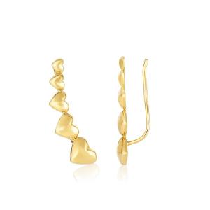 Unbranded 06369 14k Yellow Gold Graduated Heart Climber Style Stud Ear