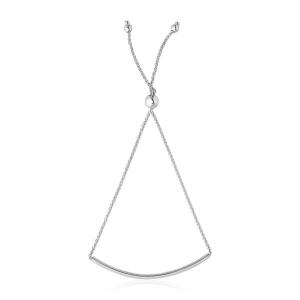 Unbranded 36938-9.25 14k White Gold Smooth Curved Bar Lariat Design Br