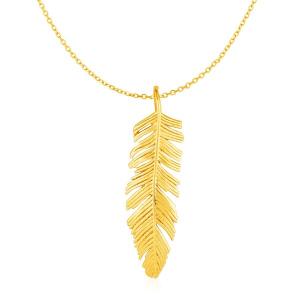 Unbranded 47969-18 Feather Pendant In 10k Yellow Gold Size: 18