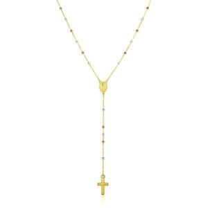 Unbranded 83940-26 14k Tri Color Gold Lariat Rosary Necklace Size: 26'