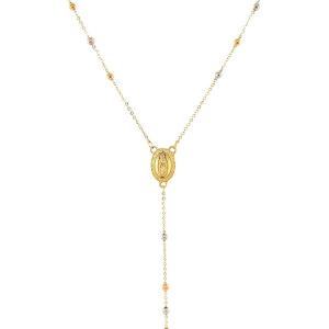 Unbranded 83940-26 14k Tri Color Gold Lariat Rosary Necklace Size: 26'