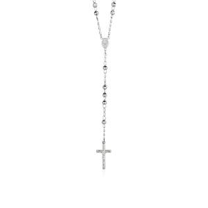 Unbranded 86084-26 Rosary Chain And Large Bead Necklace In Sterling Si