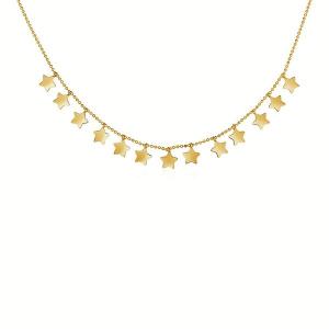 Unbranded 30966-17 14k Yellow Gold Necklace With Petite Polished Stars