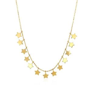 Unbranded 30966-17 14k Yellow Gold Necklace With Petite Polished Stars