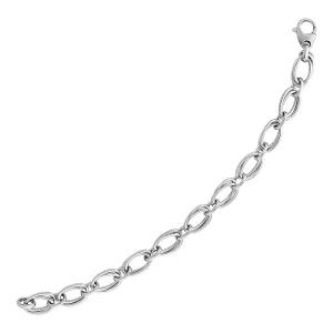 Unbranded 18435-7.5 Polished And Textured Oval Link Bracelet In Sterli