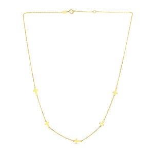 Unbranded 66036-17 14k Yellow Gold Chain Necklace With Cross Stations 