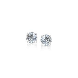 Unbranded 11875 14k White Gold 3mm Faceted White Cubic Zirconia Stud E