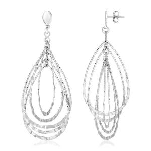 Unbranded 48850 Sterling Silver Textured Teardrop Motif Dangle Earring