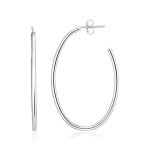 Unbranded 78572 Sterling Silver Polished Oval Hoop Earrings