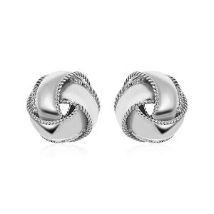 Unbranded 36565 Textured And Polished Love Knot Earrings In Sterling S