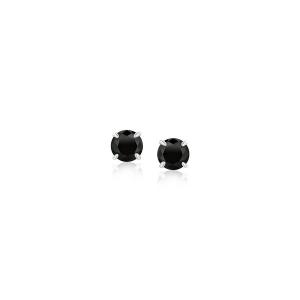 Unbranded 30621 14k White Gold Stud Earrings With Black 4mm Cubic Zirc