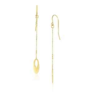 Unbranded 03696 10k Yellow Gold Cutout Oval Chain Dangling Earrings