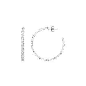 Unbranded 45561 Sterling Silver Hoop Earrings With Round And Marquise 