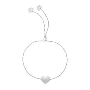 Unbranded 57697-9.25 14k White Gold Adjustable Heart Bracelet Size: 9.