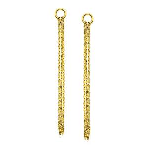 Unbranded 85976 14k Yellow Gold Post Earrings With Texture Chain Dangl