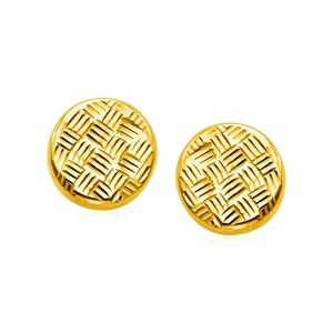 Unbranded 86969 14k Yellow Gold Post Earrings With Textured Circles