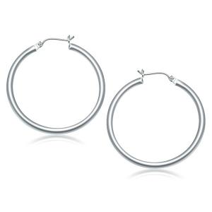 Unbranded 47361 14k White Gold Polished Hoop Earrings (40 Mm)