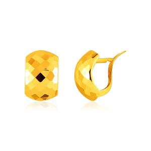 Unbranded 05072 14k Yellow Gold Geometric Texture Earrings