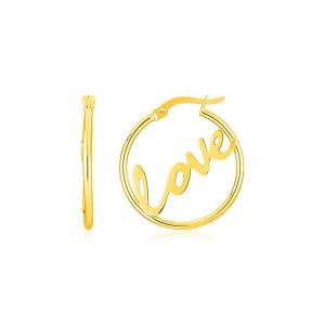 Unbranded 85972 14k Yellow Gold Love Hoop Earrings