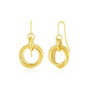 Unbranded 41076 14k Yellow Gold Earrings With Interlocking Circle Dang