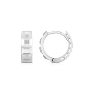 Unbranded 41668 14k White Gold Square Motif Faceted Huggie Earrings