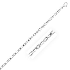 Unbranded 67634-10 14k White Gold Anklet With Fancy Hammered Oval Link