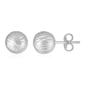 Unbranded 54407 14k White Gold Ball Earrings With Linear Texture