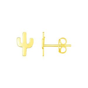 Unbranded 53028 14k Yellow Gold Petite Cactus Earrings