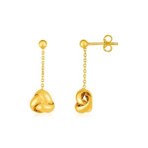 Unbranded 16985 14k Yellow Gold Love Knot Drop Earrings