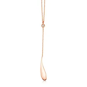 Unbranded 44497-18 14k Rose Gold Teardrop Lariat Necklace With Diamond