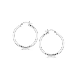 Unbranded 61896 Sterling Silver Hoop Style Earrings With Polished Rhod