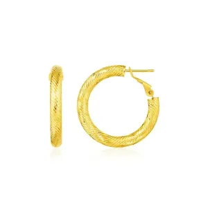 Unbranded 20883 14k Yellow Gold Small Textured Round Hoop Earrings