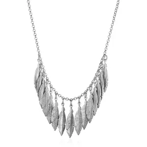 Unbranded 05768-18 Necklace With Multiple Textured Leaf Drops In Sterl