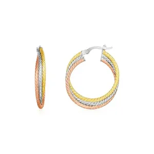 Unbranded 69650 14k Tri Color Gold Three Part Round Hoop Earrings