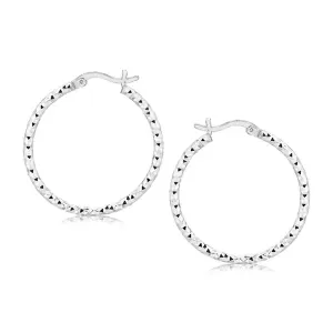 Unbranded 10657 Sterling Silver Faceted Motif Hoop Earrings With Rhodi