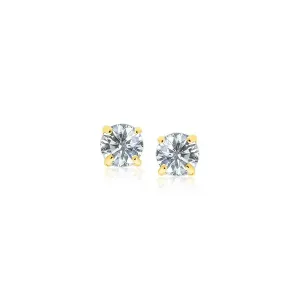 Unbranded 07659 14k Yellow Gold Stud Earrings With White Hue Faceted C