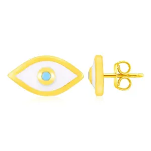 Unbranded 90604 14k Yellow Gold Evil Eye Earrings With Enamel